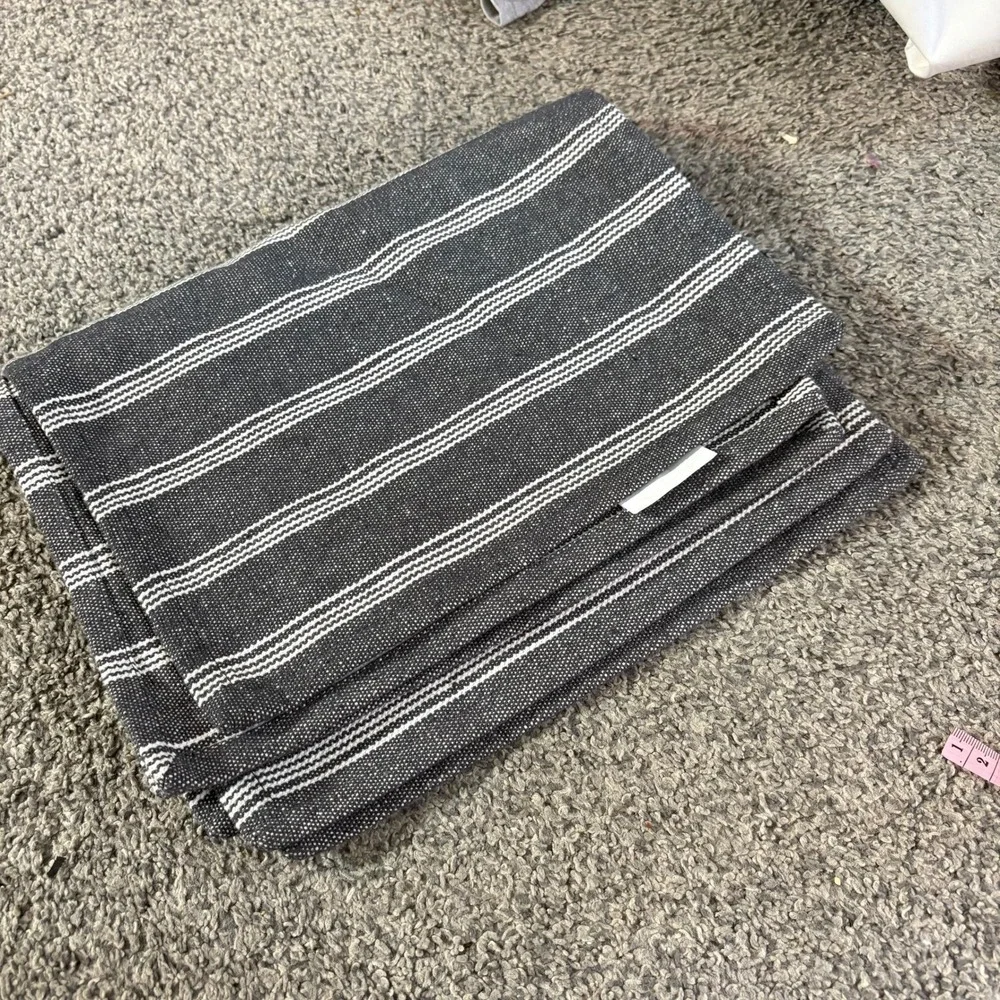 Cotton Striped‎ Table Placemats Gray White Soft Accent Decor Neutral Modern X4